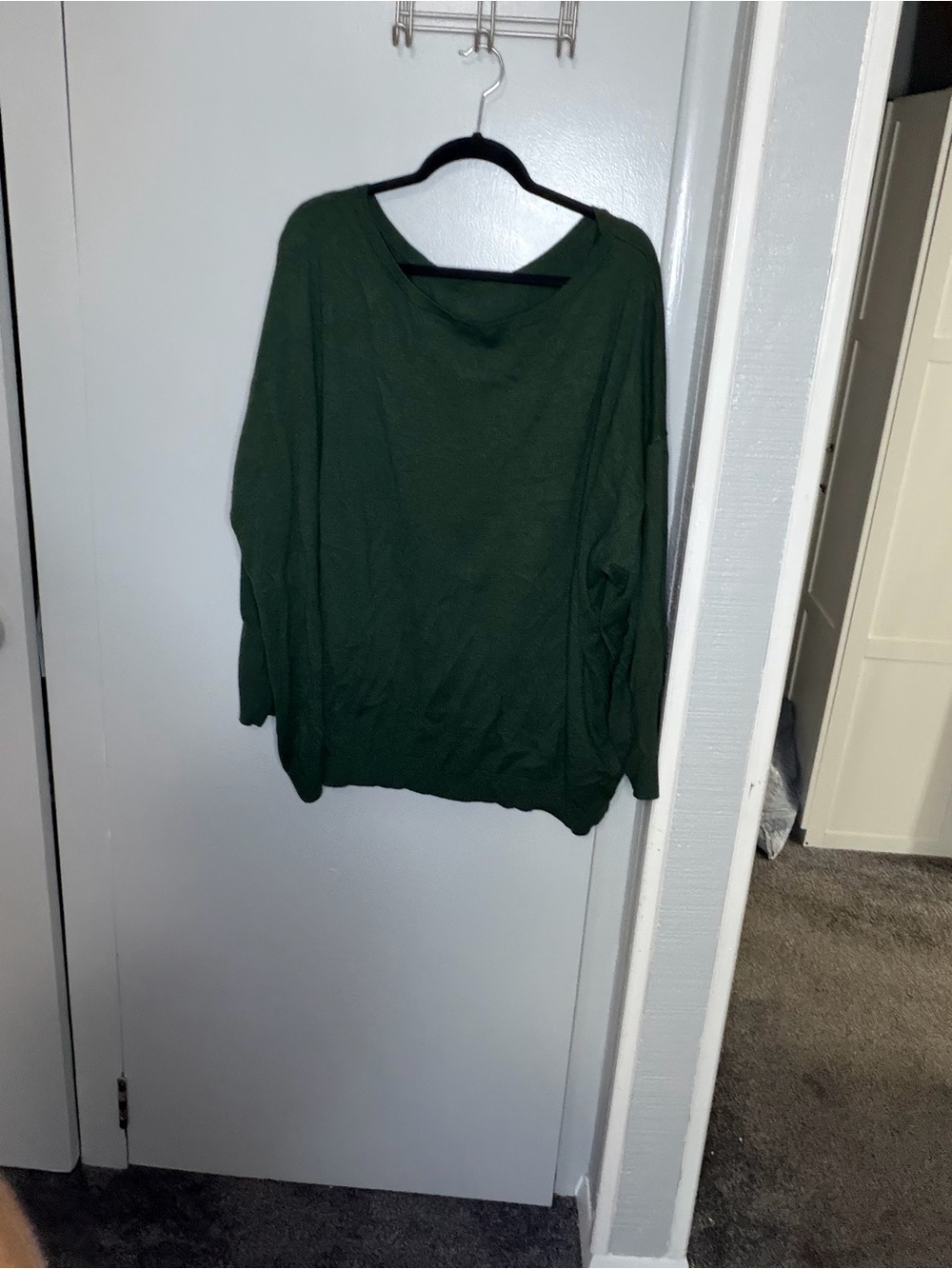 BloomChic Off-the-Shoulder Relaxed Sweater - Forest Green